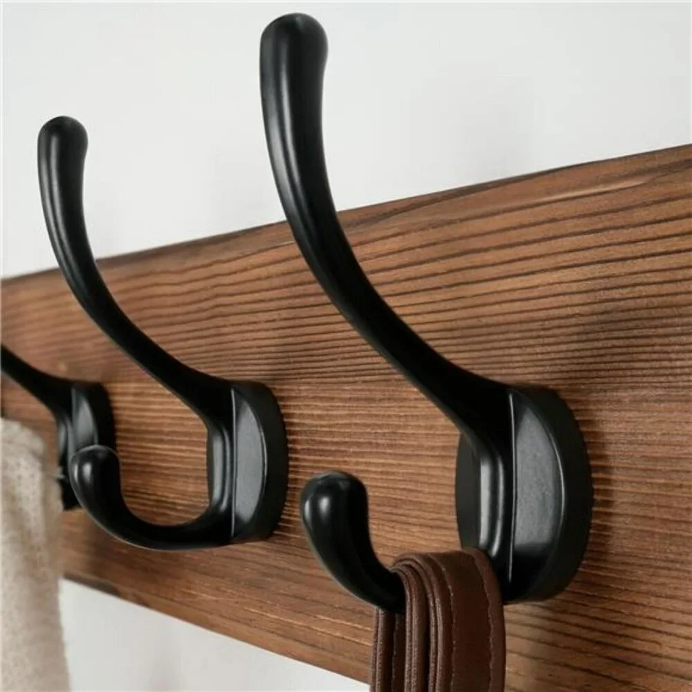 Wall Mounted Coat Rack Wood 5 Hook Heavy Duty Entryway Hat Towel Hanger
